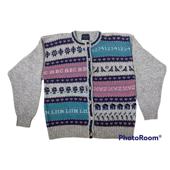 Vintage 80s 90s Woolrich Pastel Cottagecore Wool Cardigan Grandmacore Sweater - Picture 1 of 8